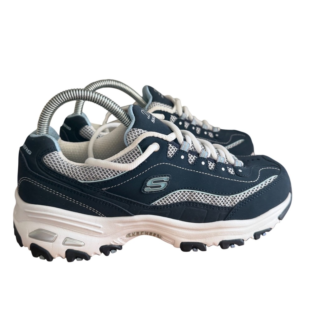 Skechers D'Lites Sneakers Womens 8.5 Navy Blue Wide Fit Air-Cooled Memory Foam